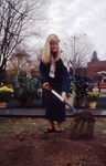 Sheean Library Director Sue Stroyan breaking ground at new library site.