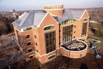 Arial photograph of the Ames Library.
