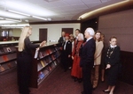 Library Director Sue Stroyan leads a tour of the entry level.
