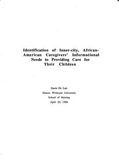 Identification of Inner-City, African-American Caregivers' Informational Needs in Providing Care for Their Children