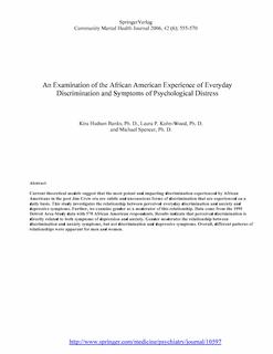 An Examination of the African American Experience of Everyday Discrimination and Symptoms of Psychological Distress