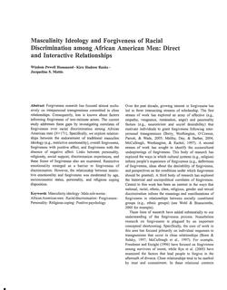 Masculinity Ideology and Forgiveness of Racial Discrimination among African American Men: Direct and Interactive Relationships