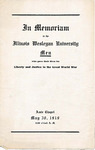 World War I Memorial Program by Illinois Wesleyan University
